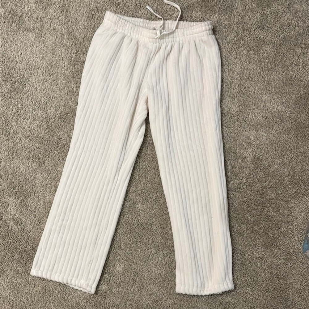 White Ribbed Lounge Pants